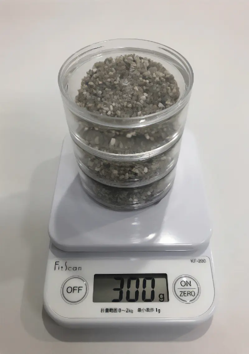 300gの砂利を入れたアクリルケース