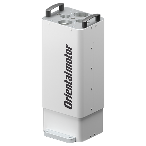 オリエンタルモーターのロゴが入った白色の電動昇降装置
