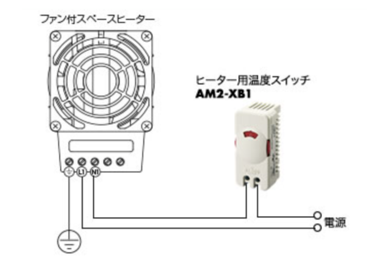 ヒーターとファンの接続図