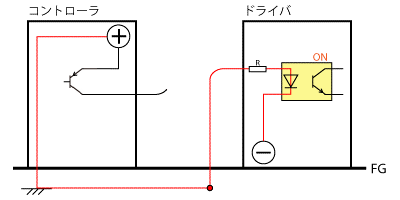 ソースロジックでプラス接地をする場合