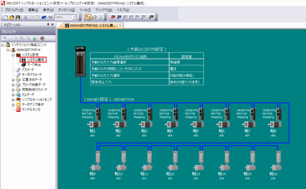図：三菱電機株式会社製シンプルモーションユニット設定ツールでの設定
