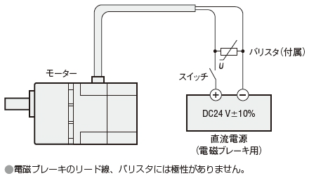 電磁ブレーキの接続